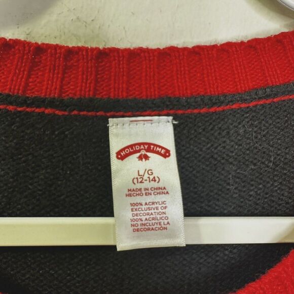 Women’s Holiday Time Ugly Christmas Elf  Sweater Bells Bling Swinging Legs Large - Picture 7 of 11